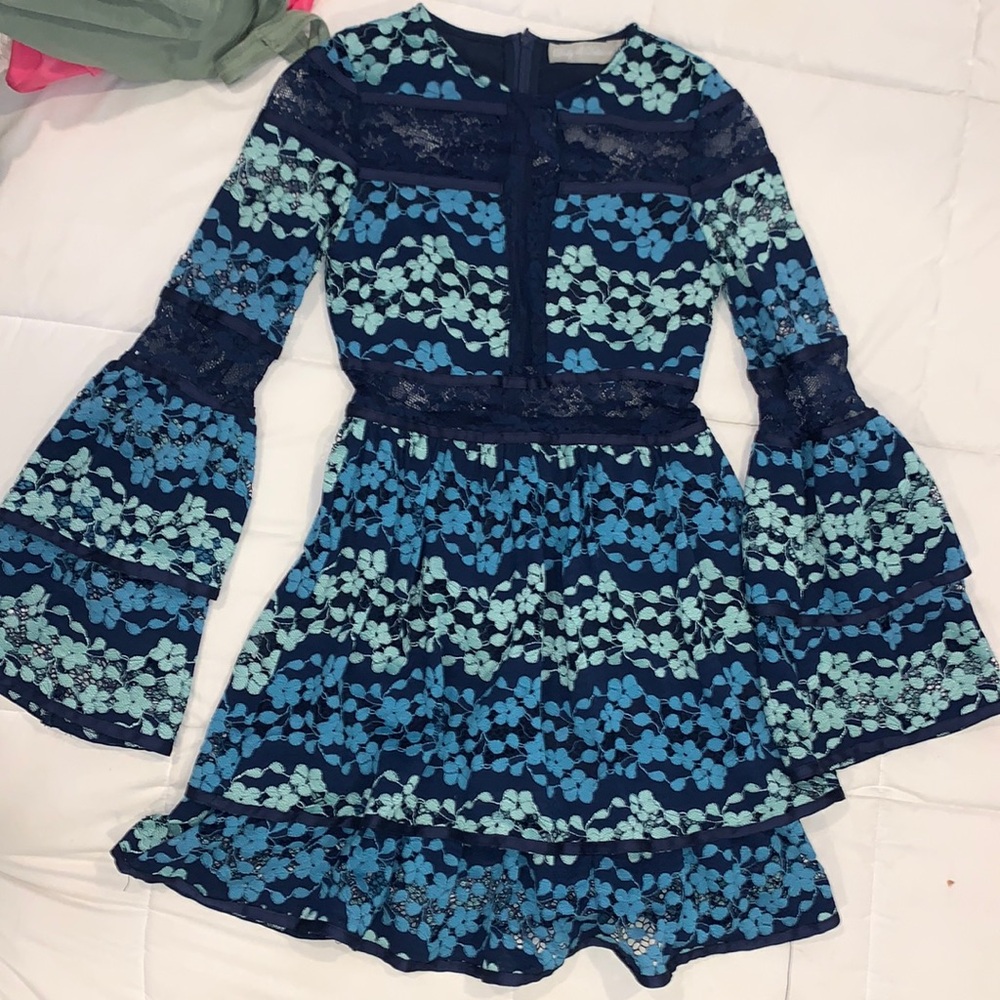 Lace navy floral dress